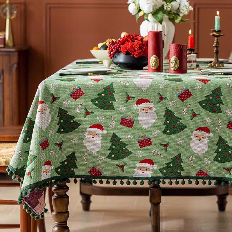 Santa Tree Gift Tablecloth For Festive Charm