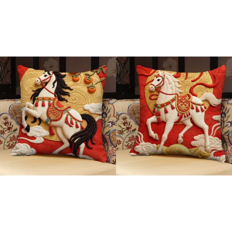 3D Horse Pillow Cover With Sculptural Character