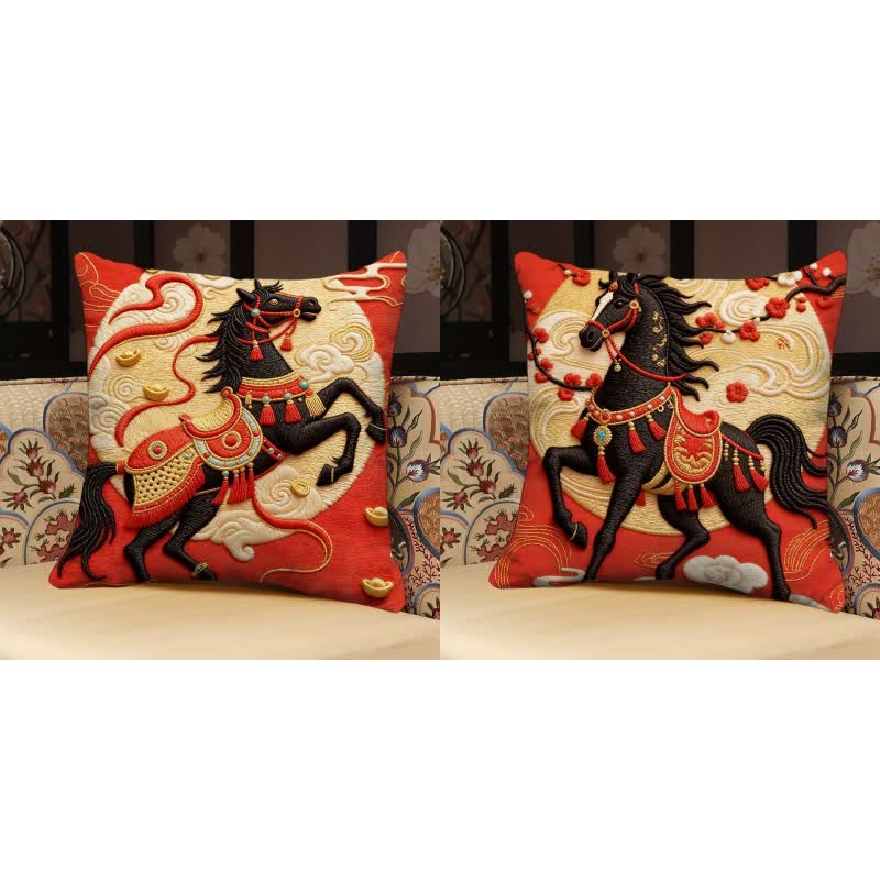 3D Horse Pillow Cover With Sculptural Character