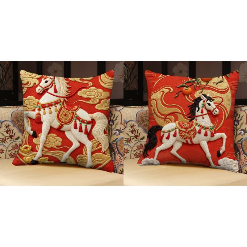 3D Horse Pillow Cover With Sculptural Character