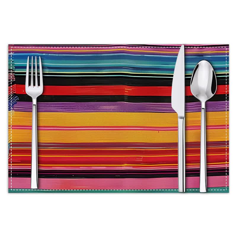 Tovagliette in lino a righe colorate per tavole artistiche