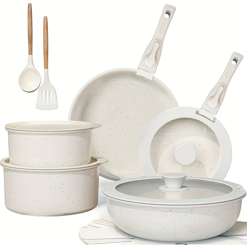 Ceramic Pan Set For Space-Saving Cooking