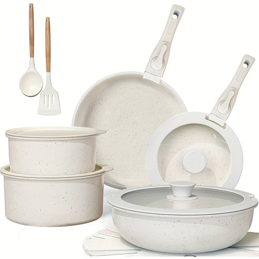 Ceramic Pan Set For Space-Saving Cooking