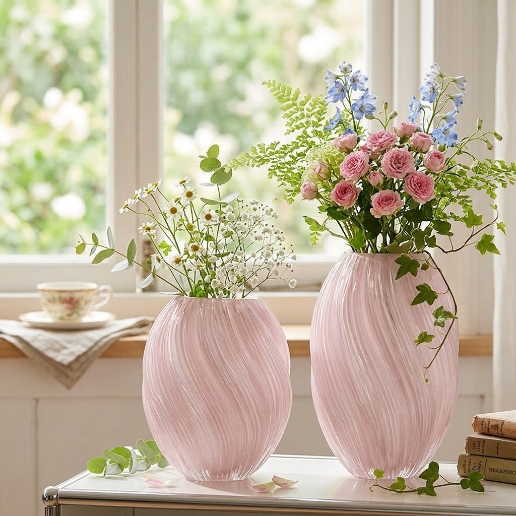Ribbed Glass Malt Vase For Sculptural Light