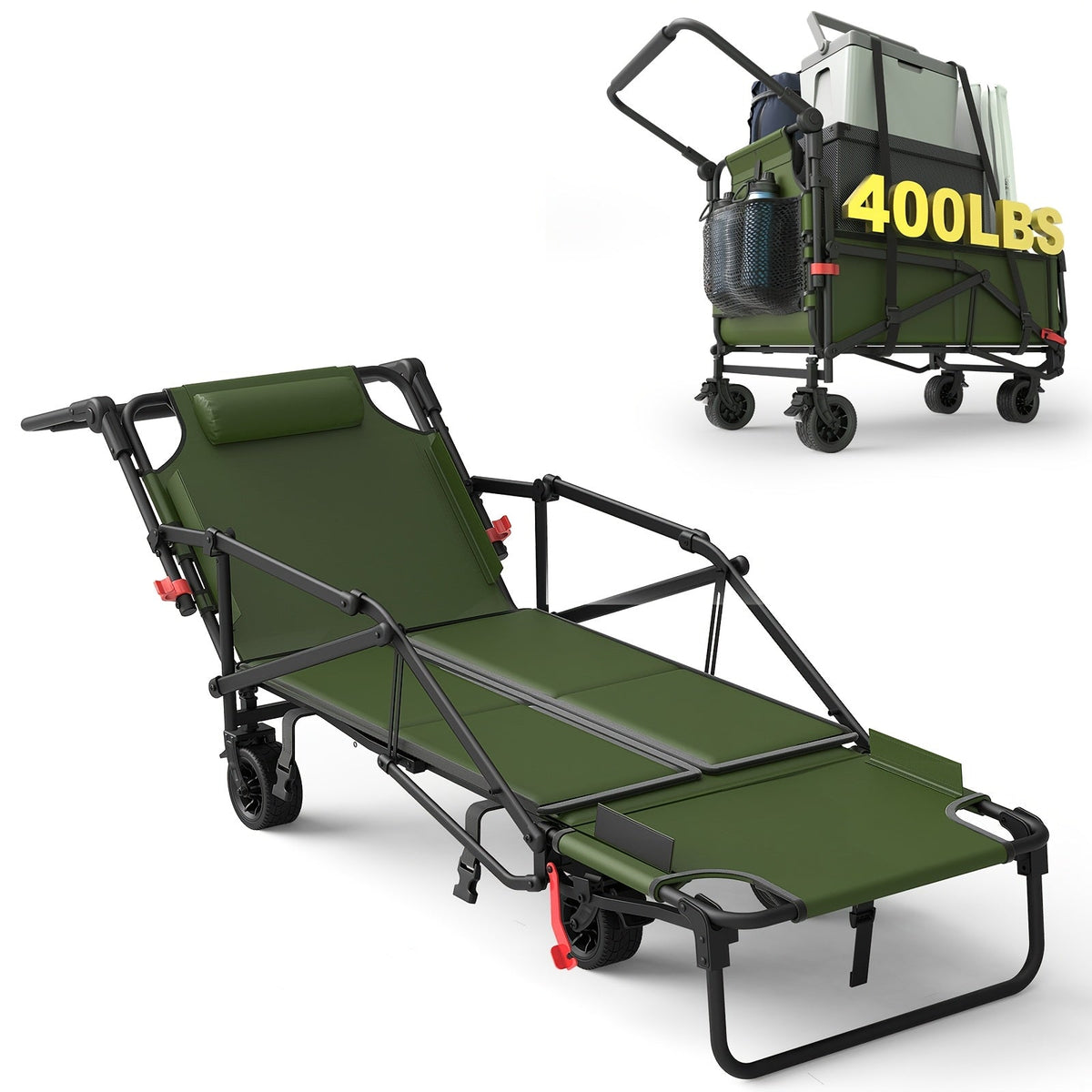 Carrello pieghevole robusto con ruote per tutti i terreni