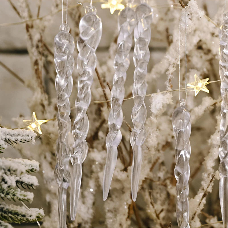 Artificial Icicle Ornaments For Frosted Tree Drama