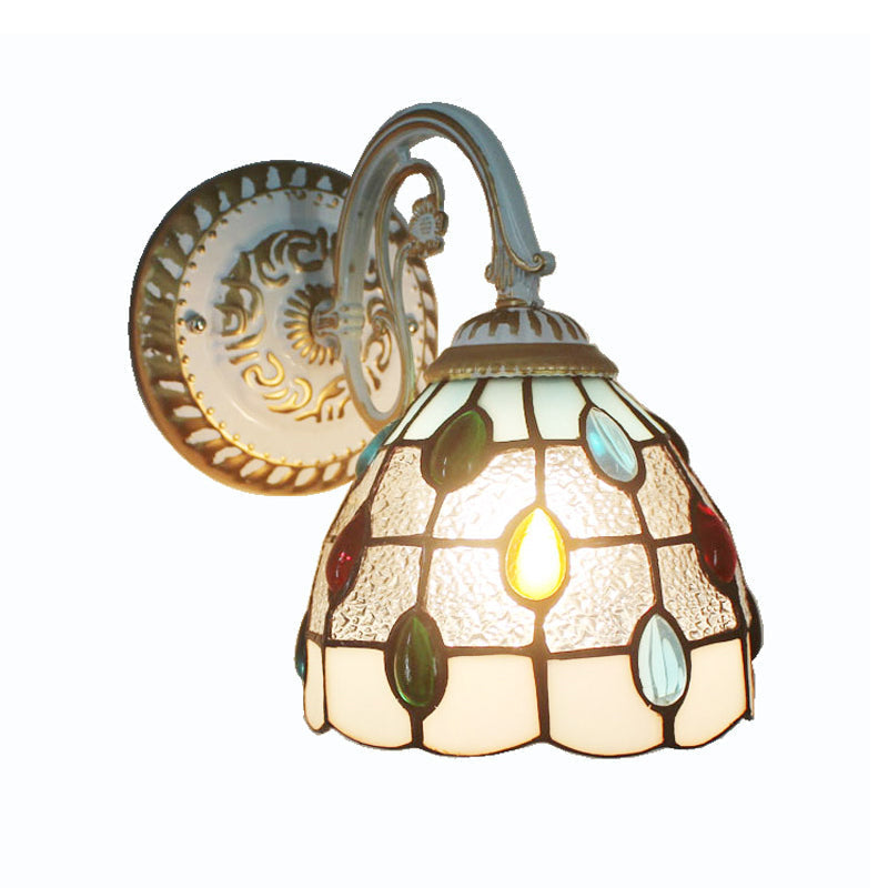 Tiffany Glass Wall Lamp With Floral Character