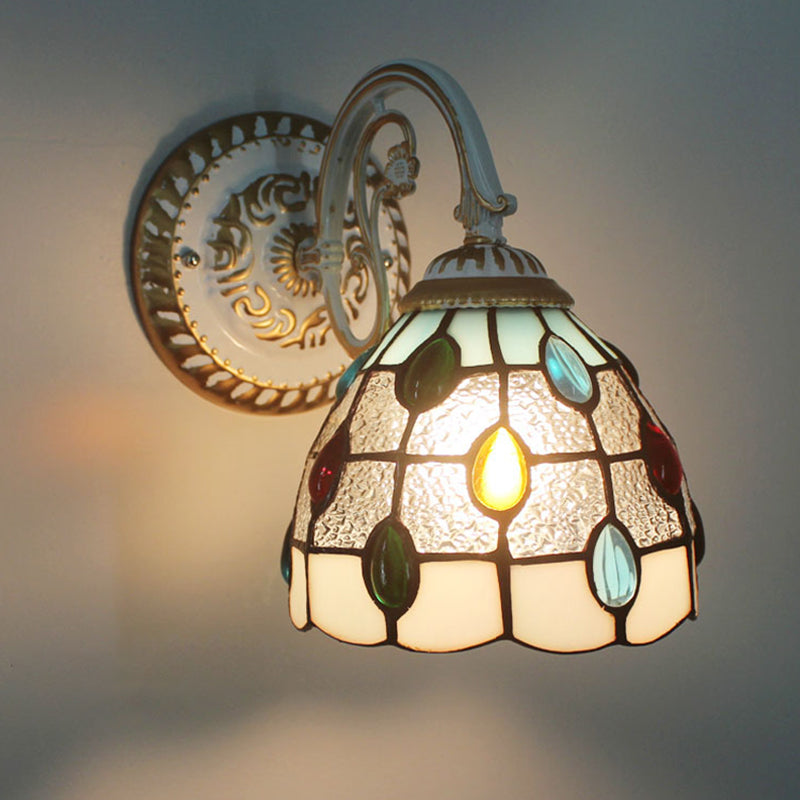 Tiffany Glass Wall Lamp With Floral Character