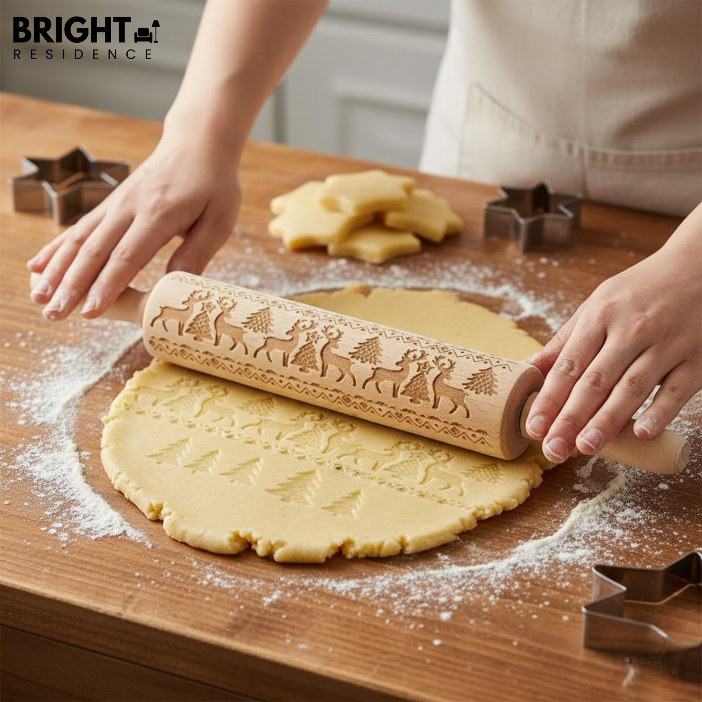 Engraved Christmas Rolling Pin For Festive Cookies