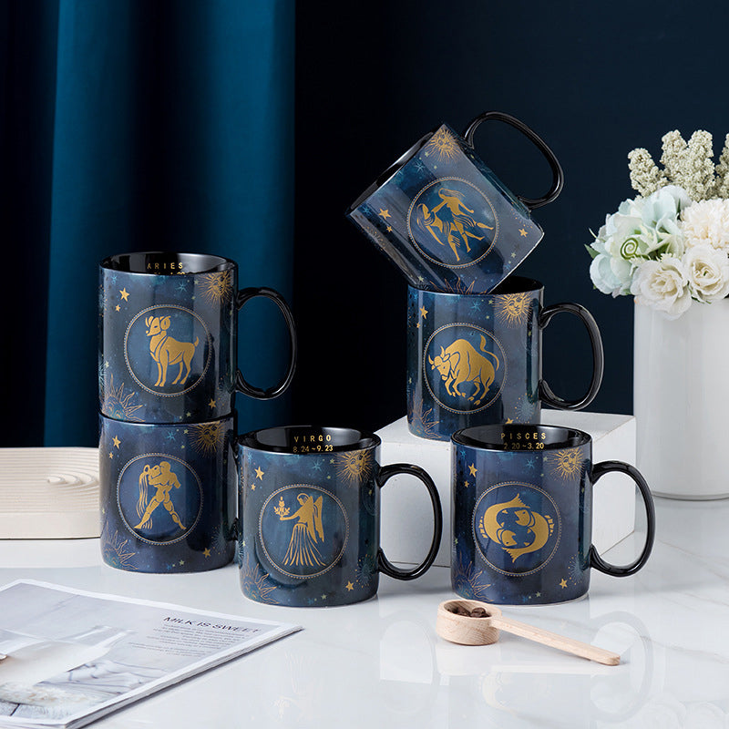 Cobalt Constellation Mug With Celestial Charm