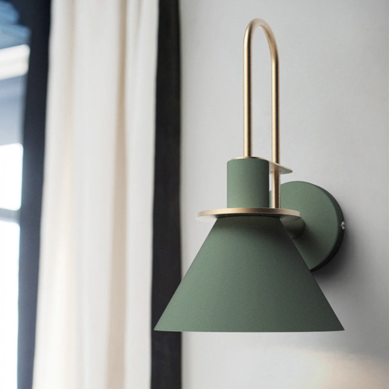 Conical Metal Wall Sconce for Bedside Character