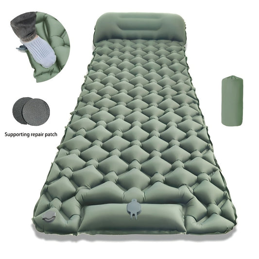 Single-Person Outdoor Inflatable Sleeping Pad with 1-Minute Quick Inflation, Essential for Camping, Hiking, and Picnics. Lightweight, Portable, and Foldable Moisture-Proof Mat, a Must-Have Outdoor Gear for Summer Outings. Includes a Matching Color