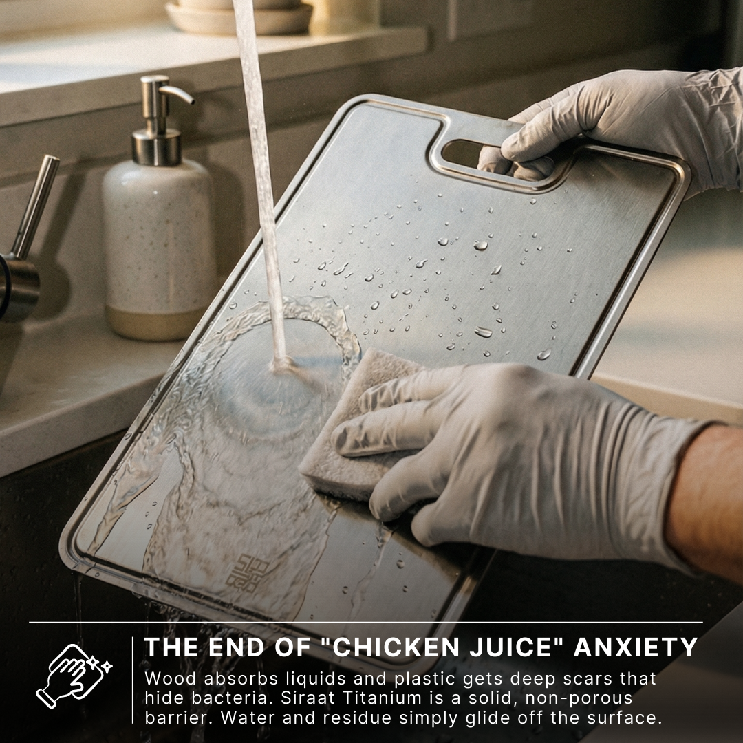Titanium Cutting Board for Cleaner Prep