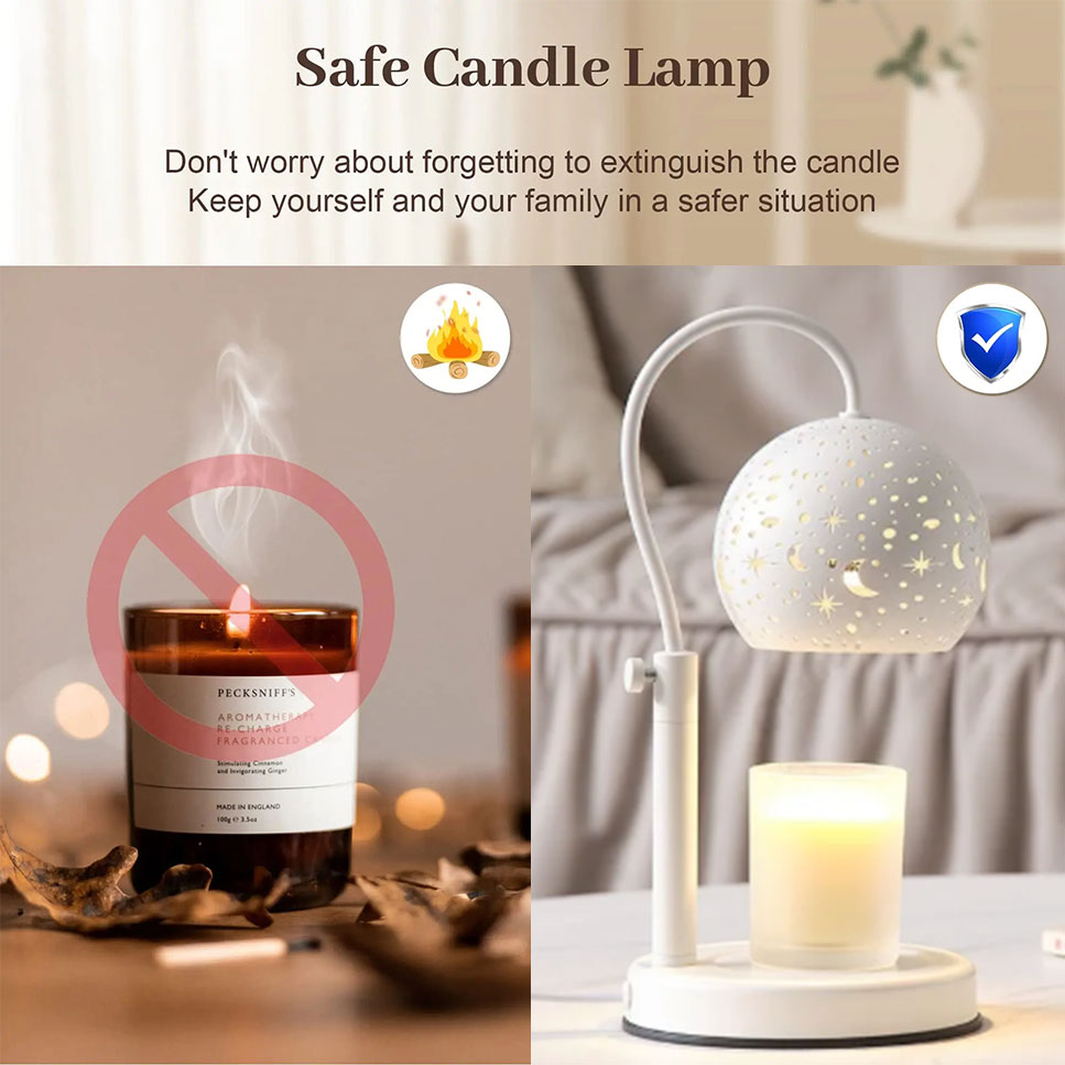 Celestial Candle Warmer Lamp With Starry Glow