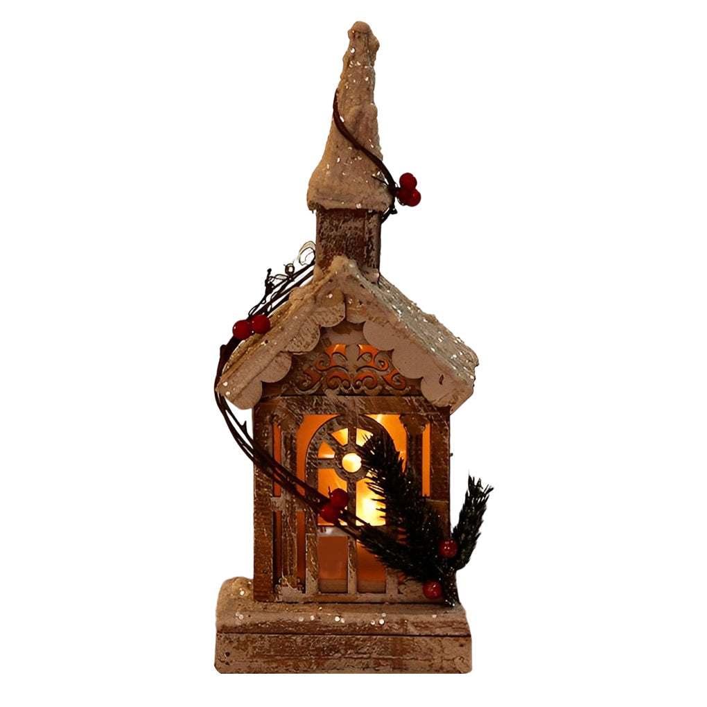 Wooden Christmas Village Table With Cozy Lights