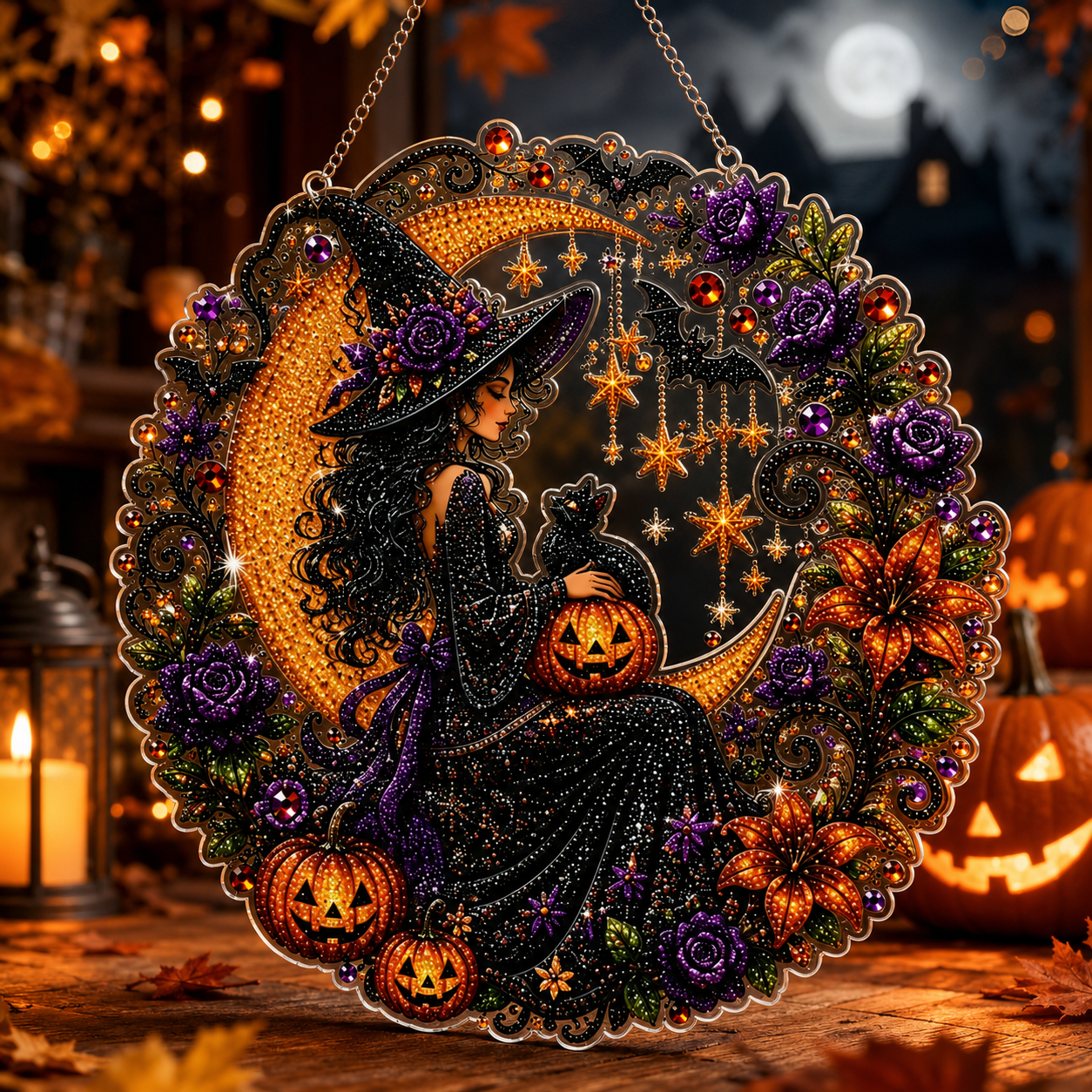 Black Cat Moon Lighting For Haunted Charm
