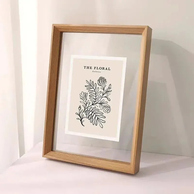 Wooden Floating Double Glass Photo Frame