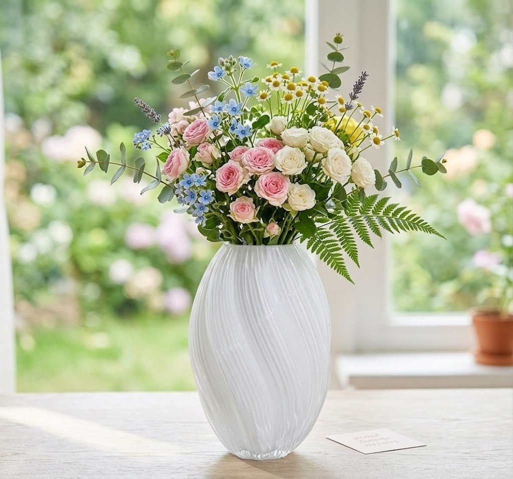 Ribbed Glass Malt Vase For Sculptural Light