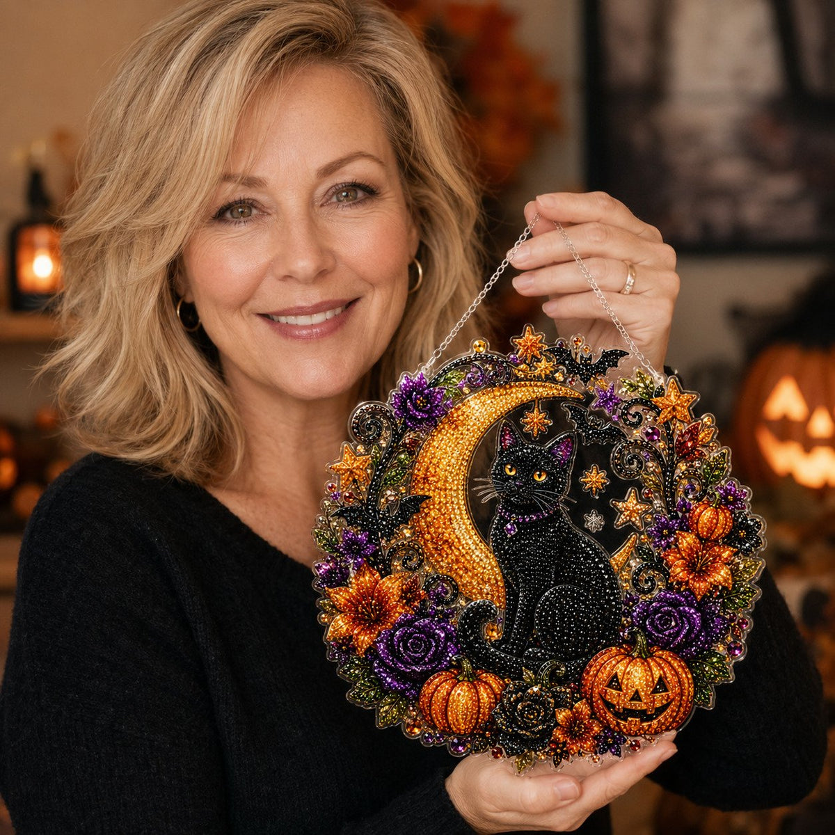 Black Cat Moon Lighting For Haunted Charm