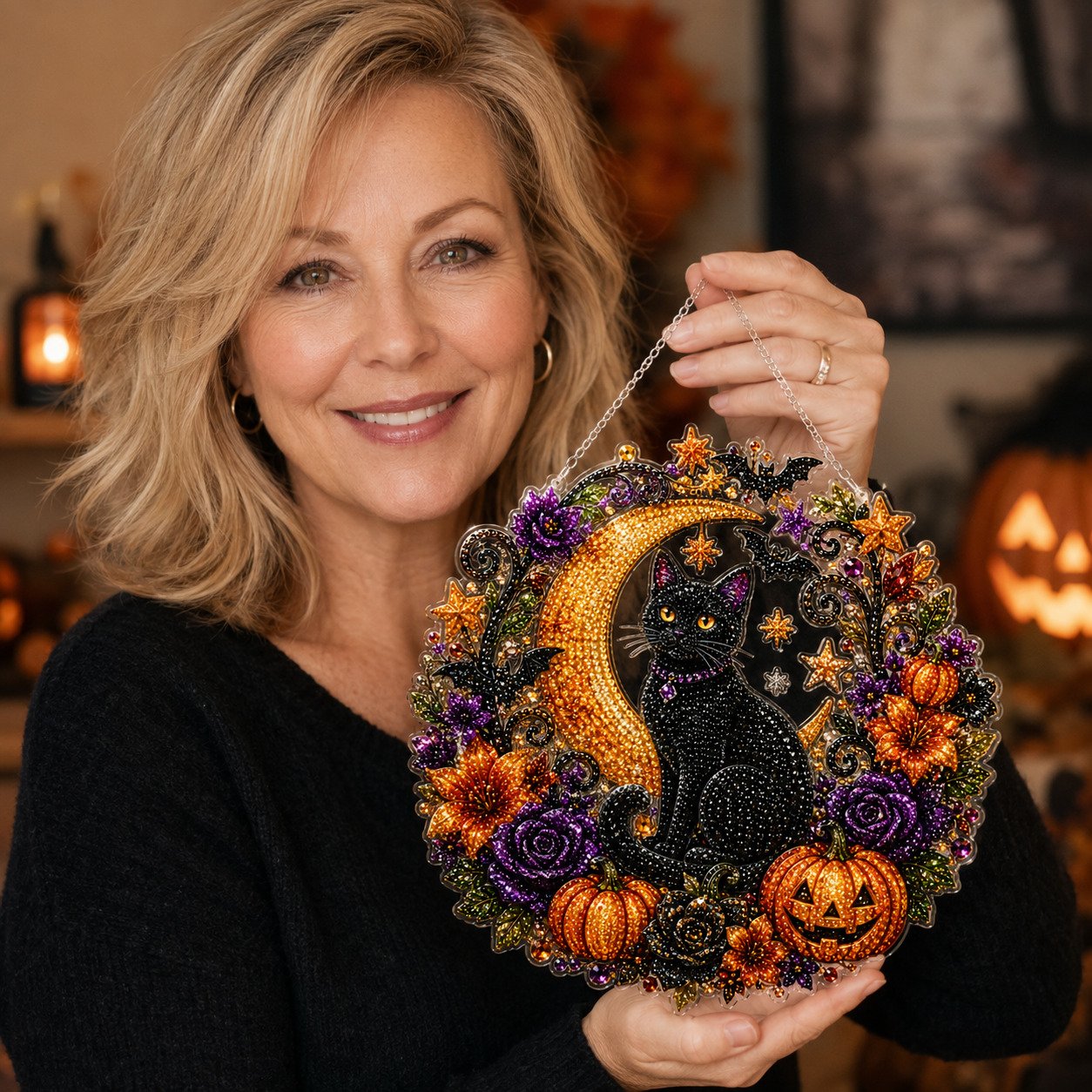 Black Cat Moon Lighting For Haunted Charm