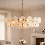 Lampadario a disco in vetro — luce ambientale scultorea