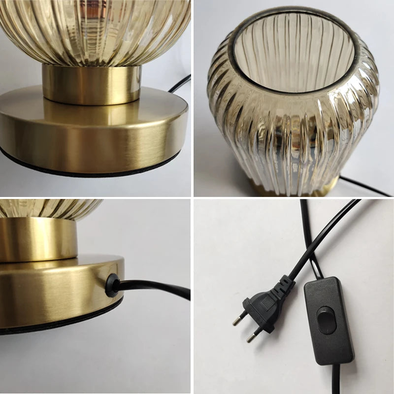 Amber Glass Table Lamp for Warm Nordic Glow