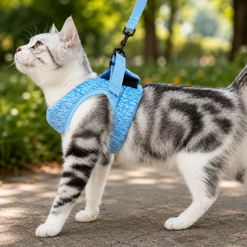 Arnés para gato sin tirones para paseos seguros