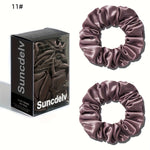 2pcs High Quality 100% Silk Hair Scrunchies | Solid Color Minimalist Big Hairbands, 3.5CM Width, 22Momme, Valentine'S Day Gift, SUNCDELV SLIK