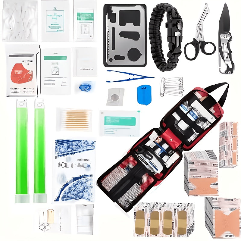 Versatile Outdoor Emergency Kit Compatible with MOLLE System, This Survival First Aid Set Is a Must-Have for Camping, Hunting, Hiking, And Fishing. A Universal Emergency Gear Suitable for Both Men And Women, It Makes a Practical Gift Option