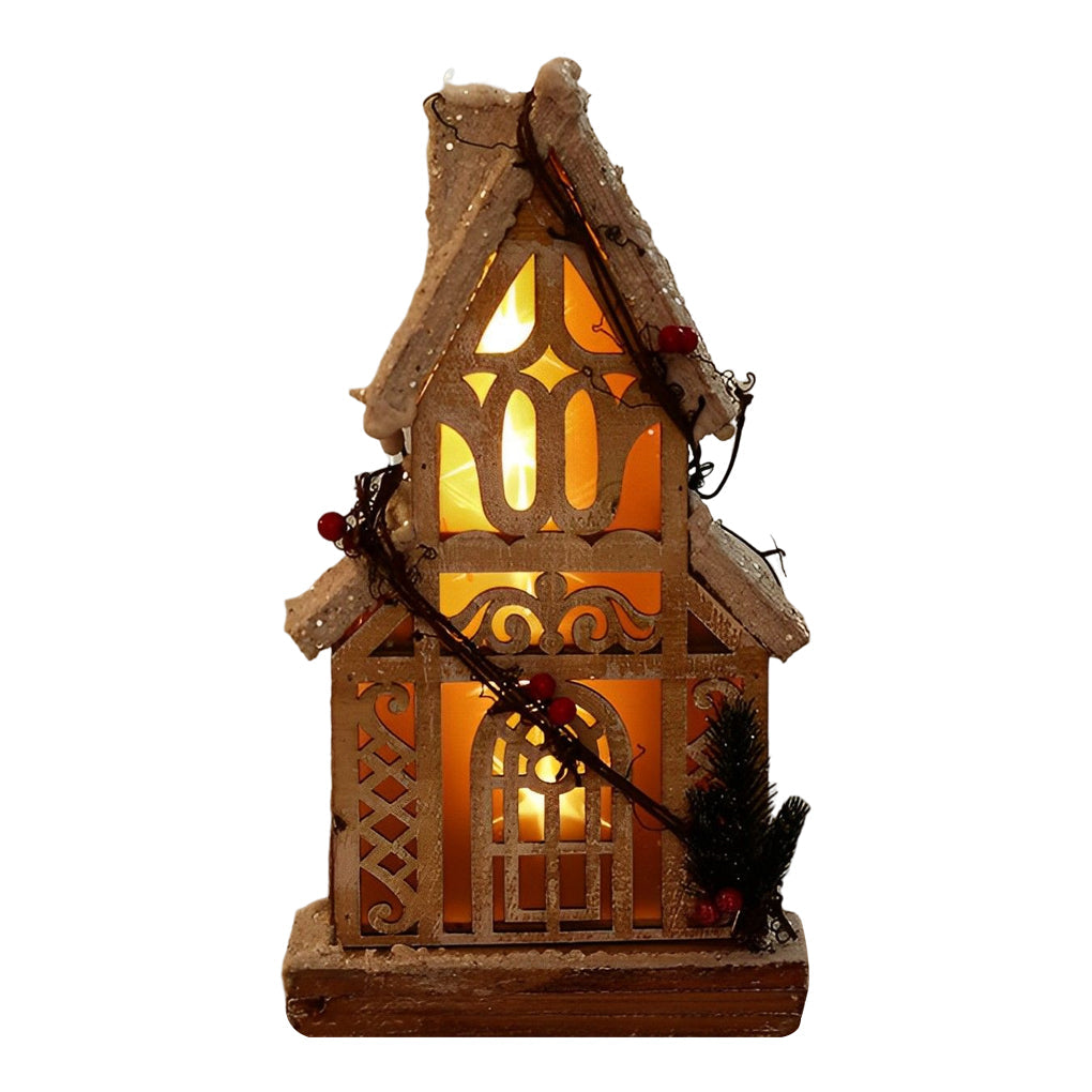 Wooden Christmas Village Table With Cozy Lights