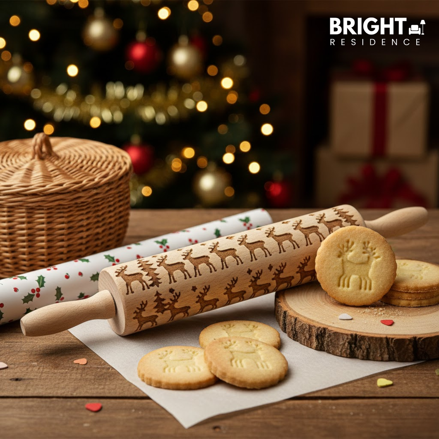 Engraved Christmas Rolling Pin For Festive Cookies