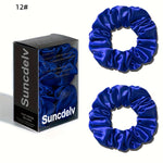 2pcs High Quality 100% Silk Hair Scrunchies | Solid Color Minimalist Big Hairbands, 3.5CM Width, 22Momme, Valentine'S Day Gift, SUNCDELV SLIK