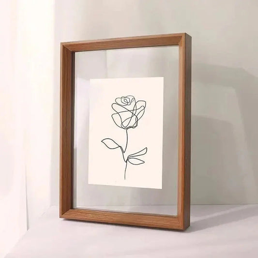 Wooden Floating Double Glass Photo Frame
