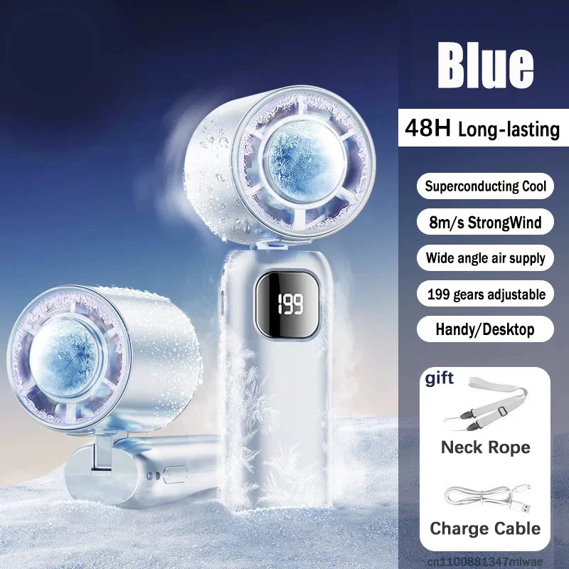 Turbo Handheld Fan With Instant Ice Cooling
