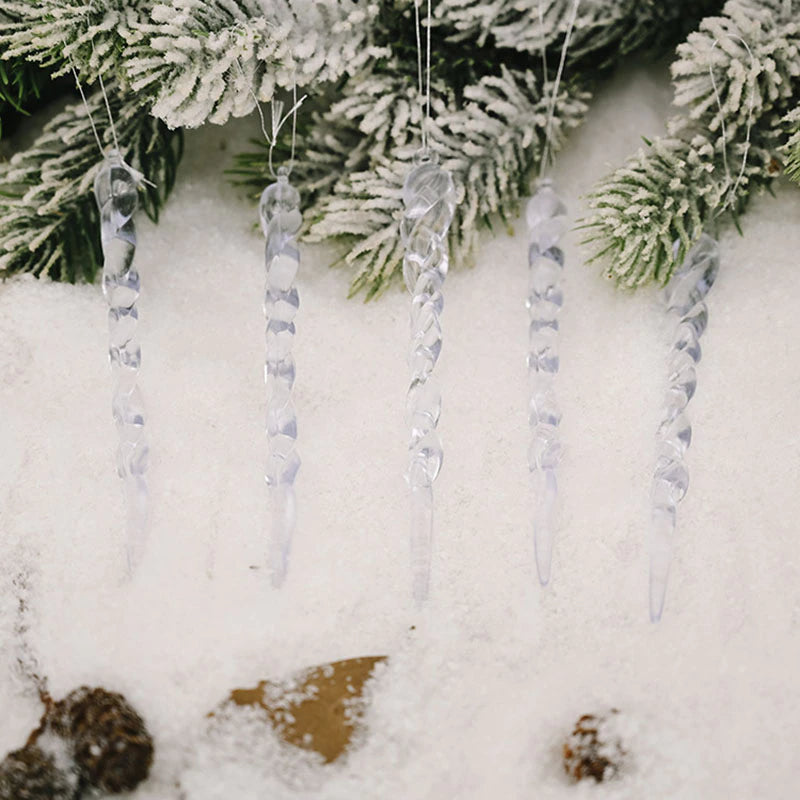 Artificial Icicle Ornaments For Frosted Tree Drama