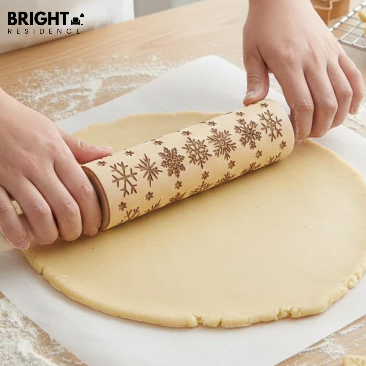Engraved Christmas Rolling Pin For Festive Cookies