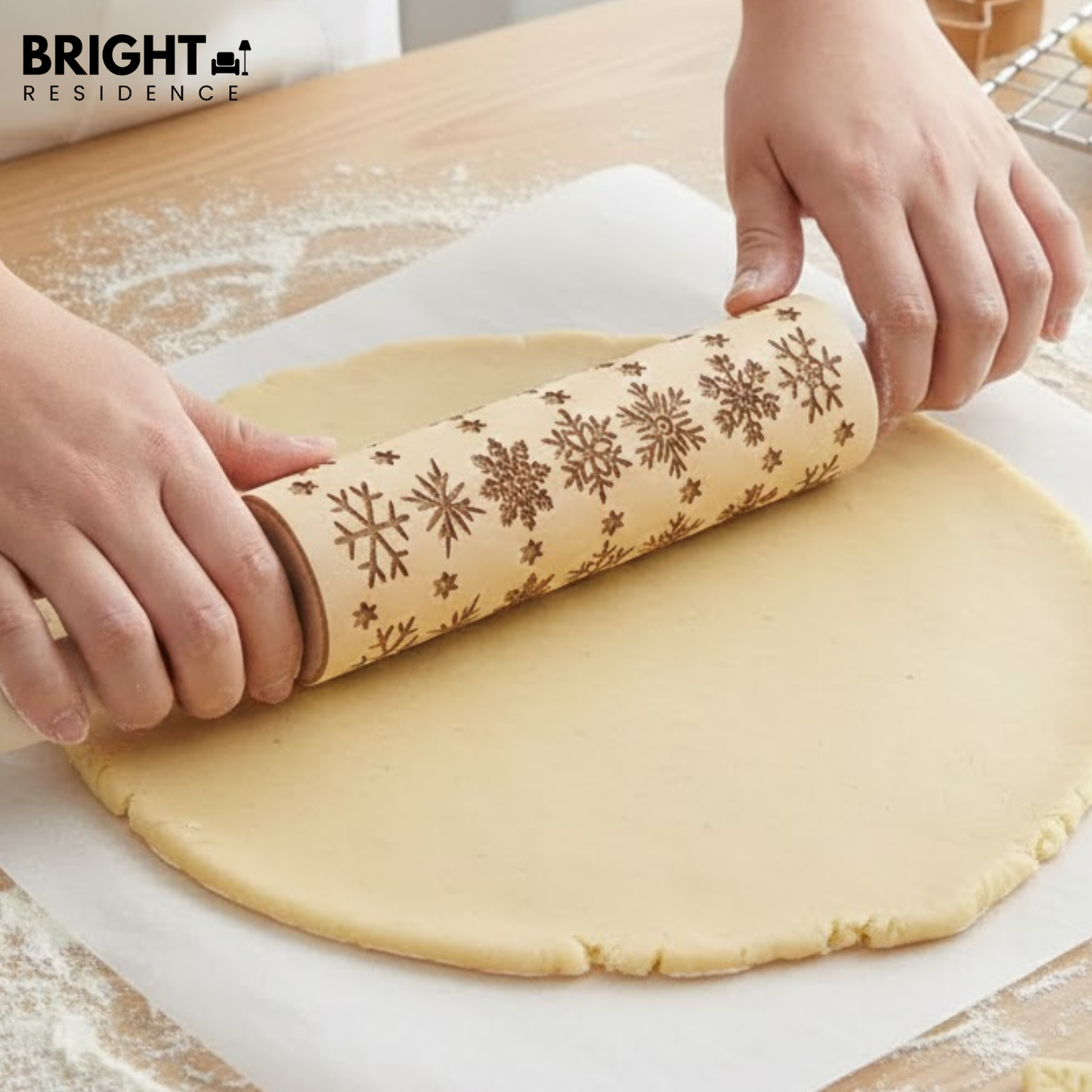 Engraved Christmas Rolling Pin For Festive Cookies