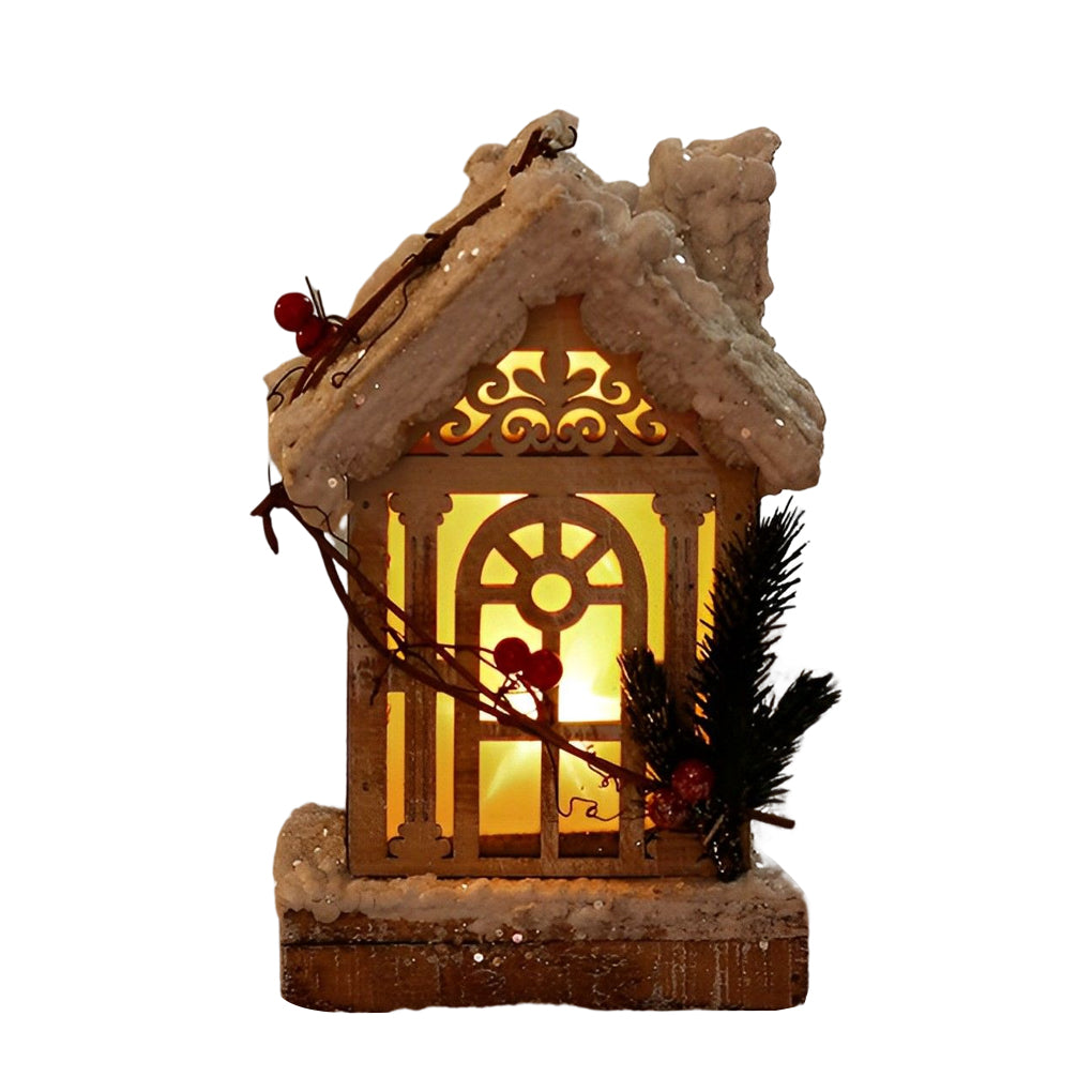 Wooden Christmas Village Table With Cozy Lights