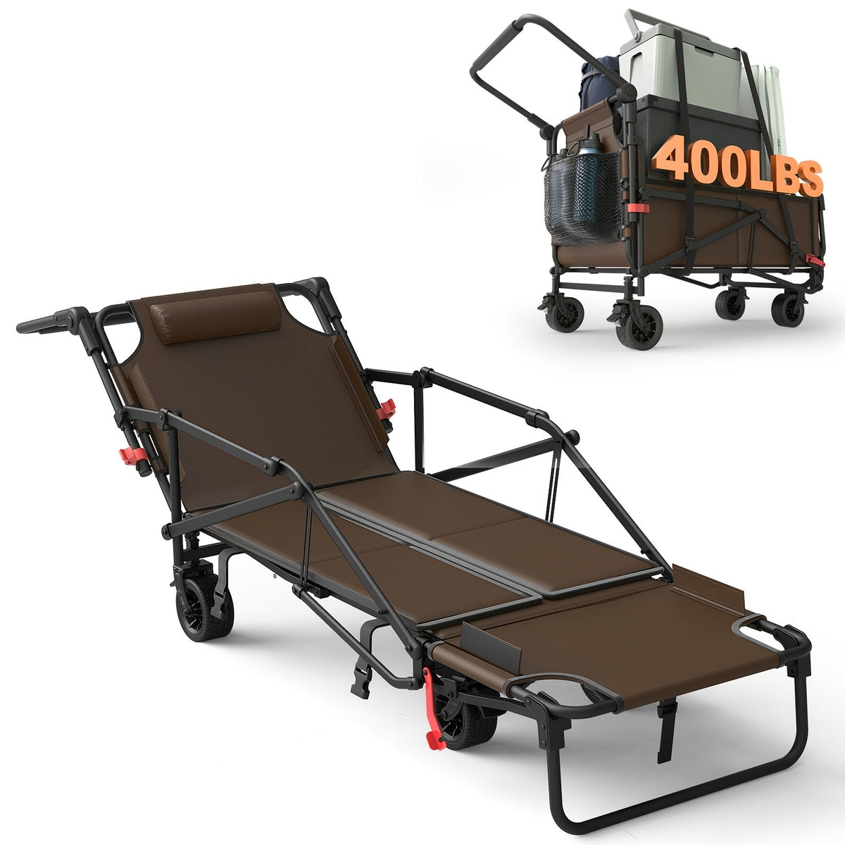 Carrello pieghevole robusto con ruote per tutti i terreni