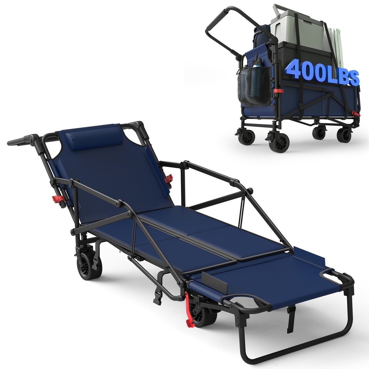 Carrello pieghevole robusto con ruote per tutti i terreni