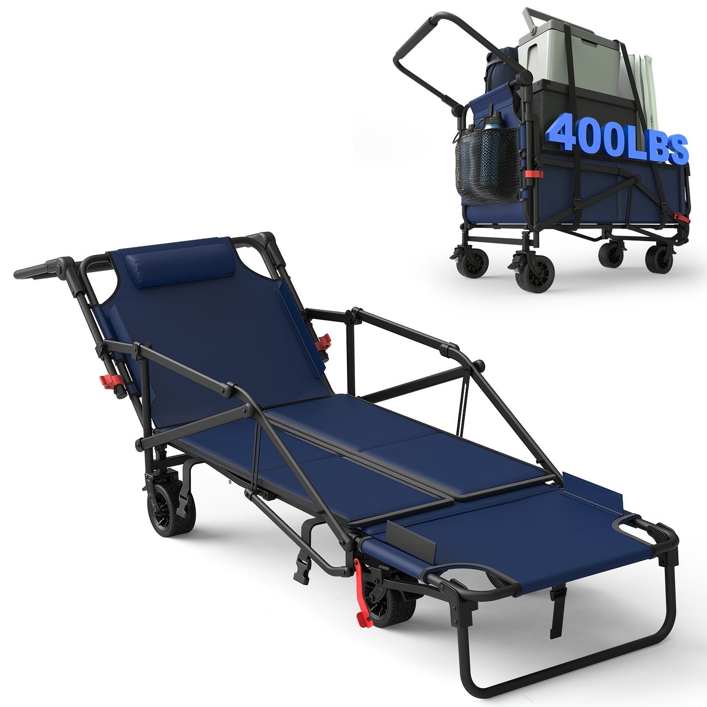 Carrello pieghevole robusto con ruote per tutti i terreni