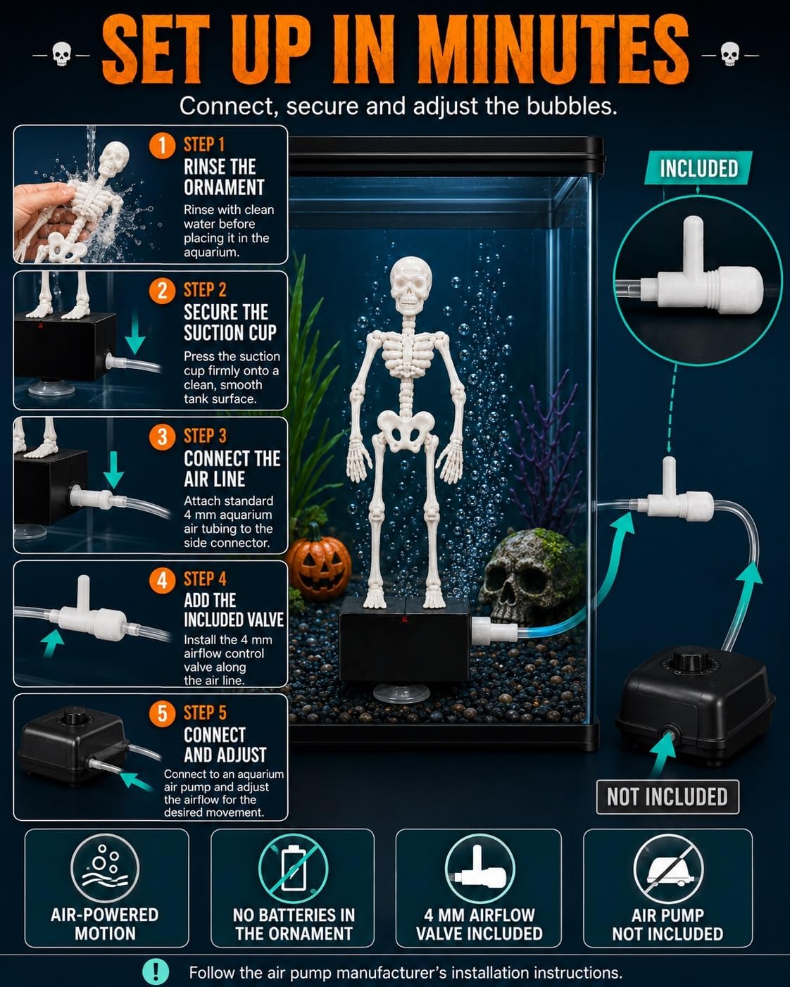 Dancing Skeleton Toy For Lively Aquarium Scenes