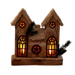 Wooden Christmas Village Table With Cozy Lights