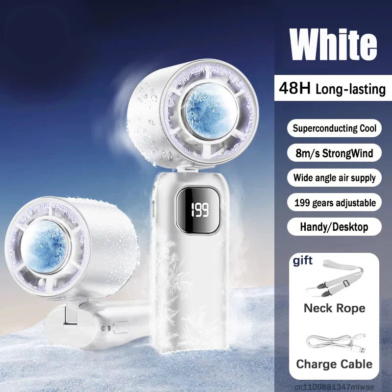Turbo Handheld Fan With Instant Ice Cooling