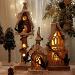 Wooden Christmas Village Table With Cozy Lights