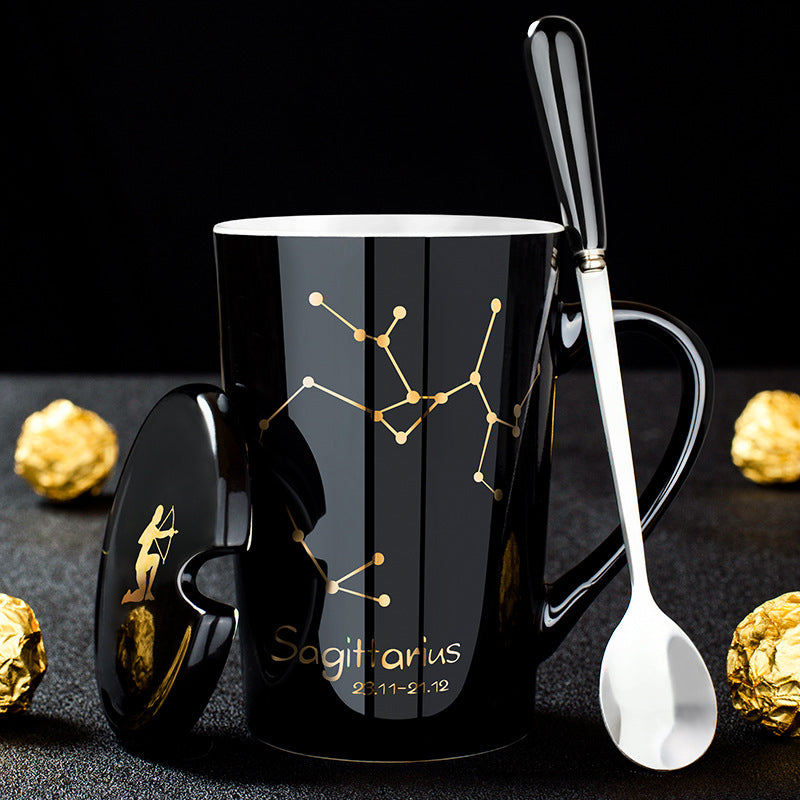 Black Zodiac Ceramic Mug For Cosmic Character