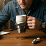 Tazza candela con carattere automobilistico