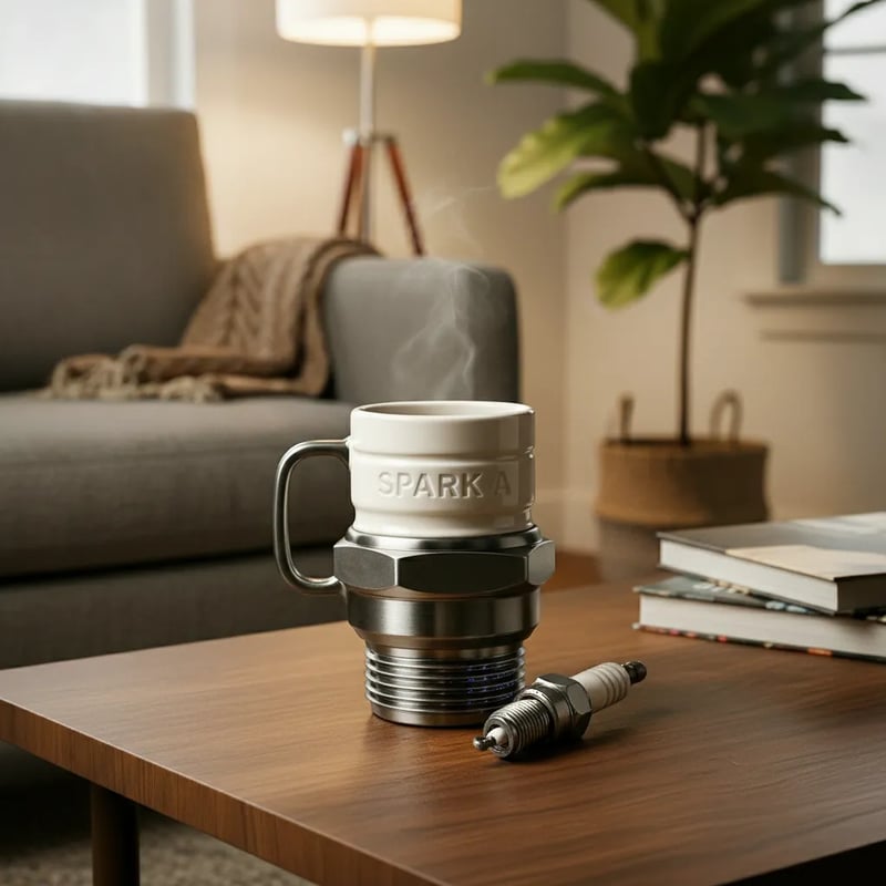 Tazza candela con carattere automobilistico