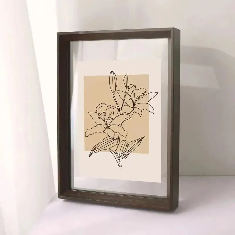 Wooden Floating Double Glass Photo Frame