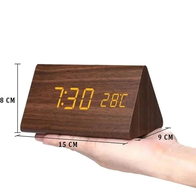 Natural Wood LED Alarm Clock – Warms Your Bedside